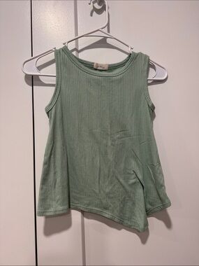 Kids Ribbed Tank Top in Sage Green - Unbranded